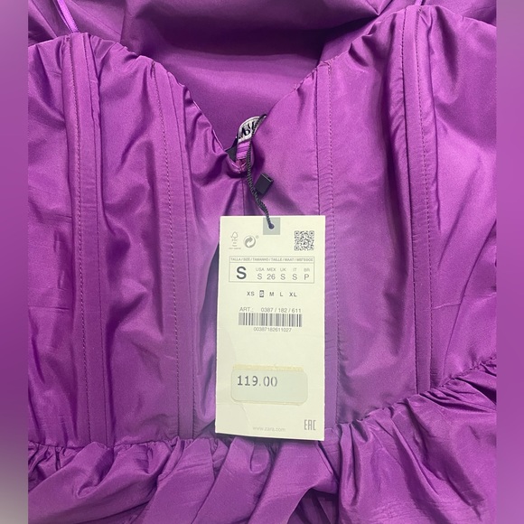 NWT ZARA WOMAN VOLUMINOUS MINI DRESS PURPLE - Picture 17 of 17